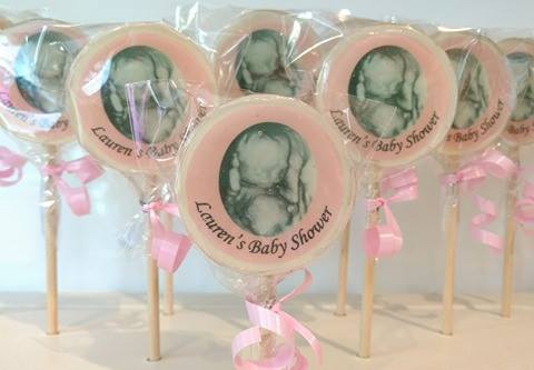 Baby scan favours, baby shower favours, pink bump, image lollies, lovely lollies, uk, favours