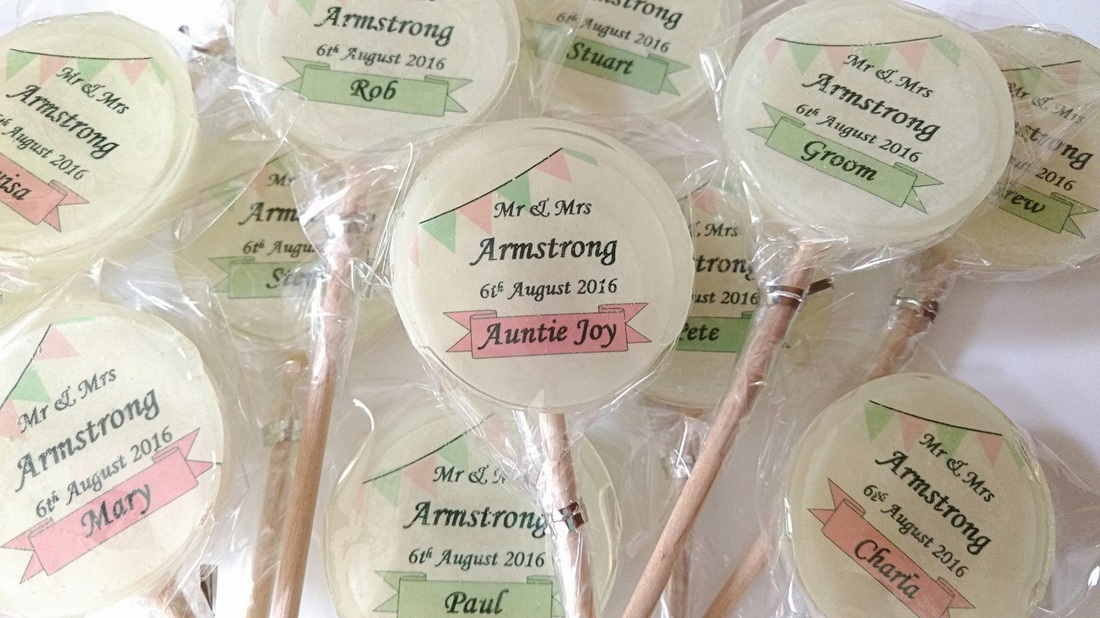 Picture, Flags, banners, festival wedding, lovely lollies, wedding favours, image lollies